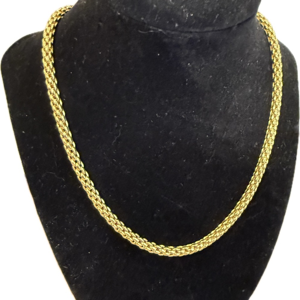 Unique Box Snake Chunky Chain Necklace Gold Tone Vintage Magnet Clasp